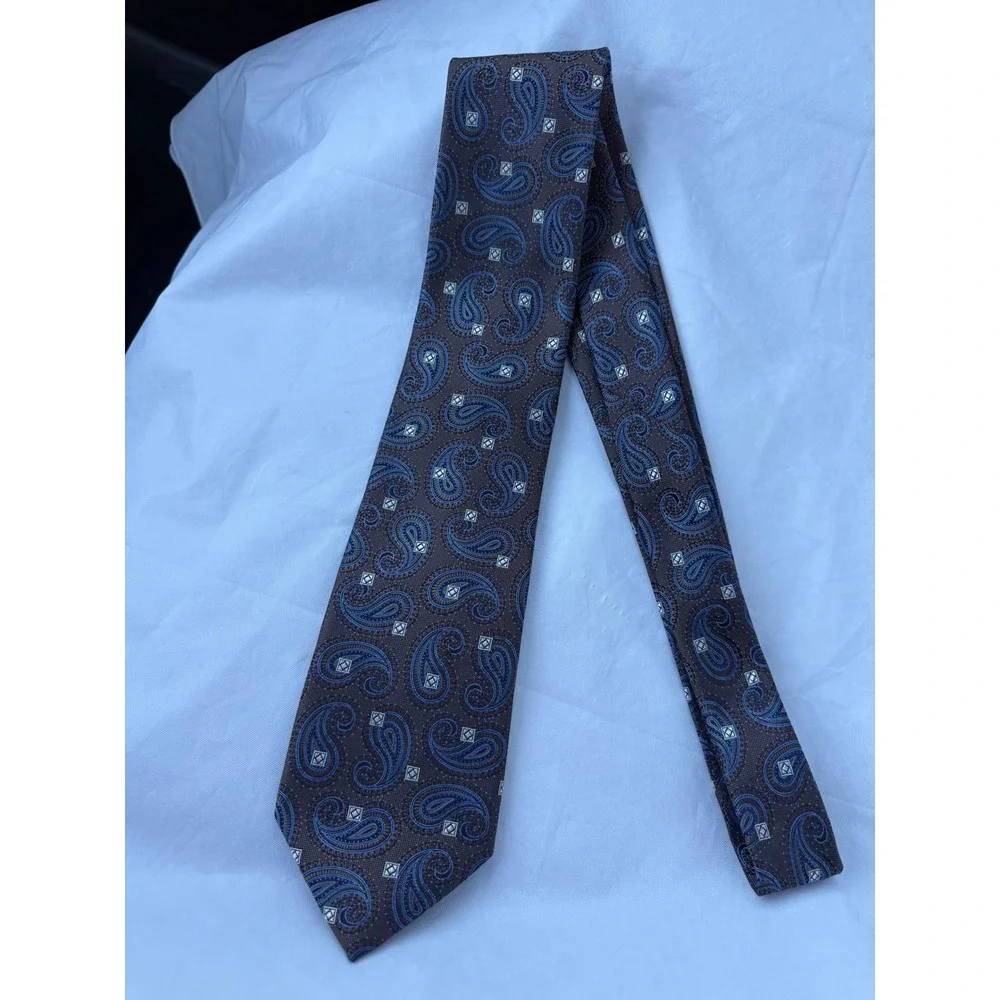 Jos. A. Bank Signature Collection Mens Silk Paisley Tie Brown Blue RN 31608